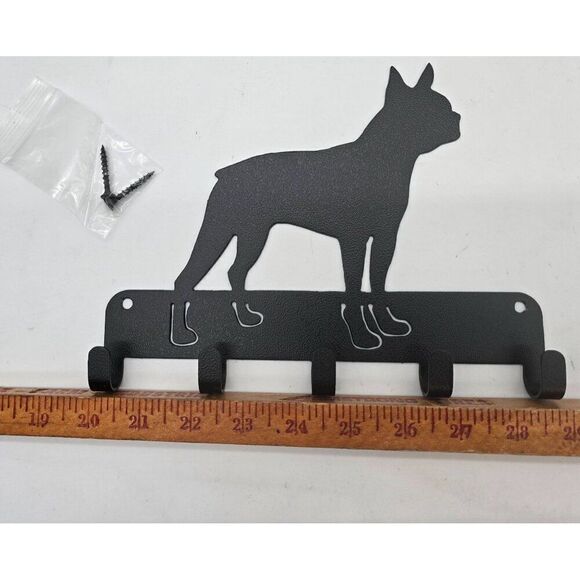 Boston Terrier Metal Wall-Mount Key & Leash Holder Rack - Picture 1 of 3